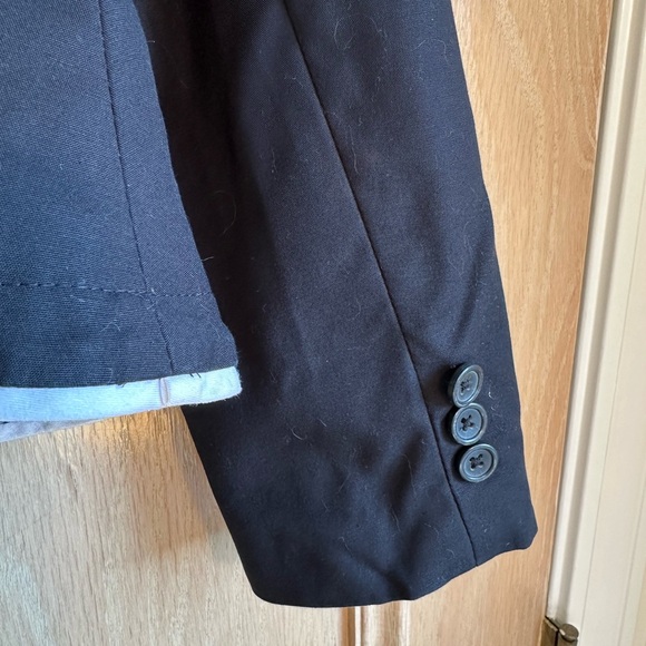 Worthington Cotton/Spandex Blazer Black w White Edging Front Zip Pockets Lined L - Picture 6 of 11